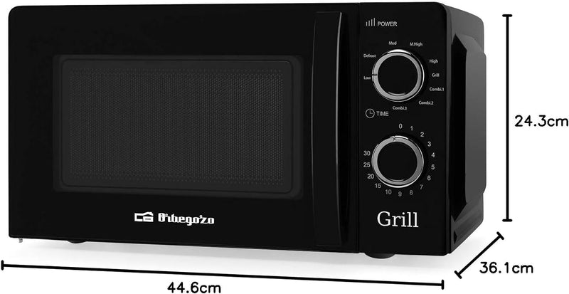 Orbegozo MIG 2131 - Mikrowelle mit Grill und 20 Liter Kapazität, 5 Leistungsstufen und 3 kombinierte