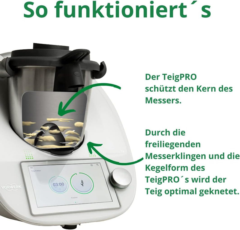 TeigPRO – Thermomix Zubehör Teig Pro Messer Dreckschutz, schützt das Thermomix TM6, TM5 Messer vor T
