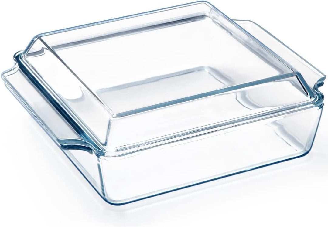 karadrova 2L Auflaufform Glas mit Deckel, 27x22x9cm Auflaufform mit Deckel Ofenfest, Kleine Auflauff