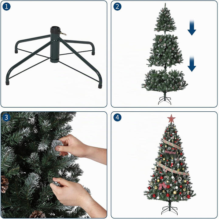 Künstlicher Weihnachtsbaum Mit Schnee-Effekt &amp; LED-Beleuchtung 180 cm Weihnachtsbaum Mit Warmweissen