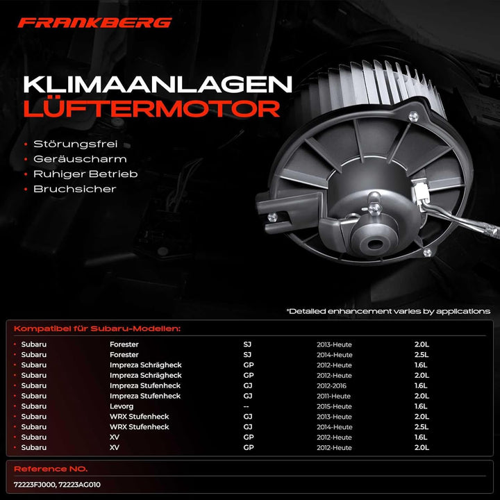 Frankberg Gebläsemotor Innenraumgebläse Kompatibel mit Forester SJ 2.0L 2.5L 2013-Heute Impreza Schr