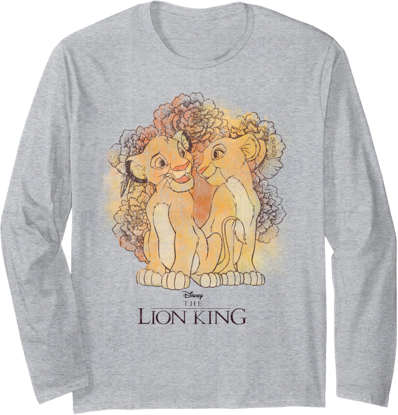 Disney The Lion King Simba And Nala Floral Portrait Langarmshirt