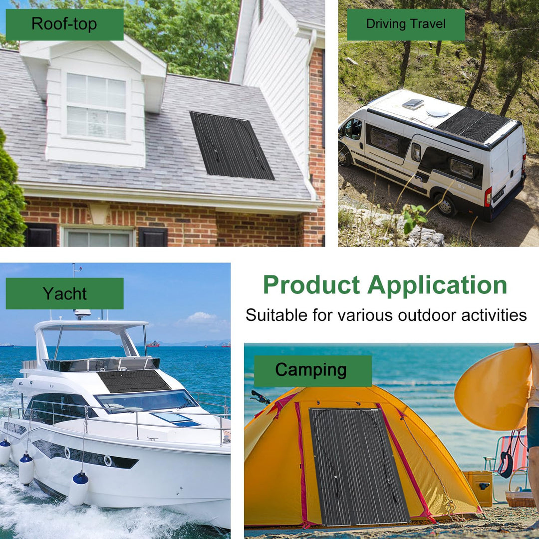 Aysolar 100 Watt 12 Volt Flexibel Solarpanel ETFE Monokristallin Solarmodul für 12V Batterien Marine