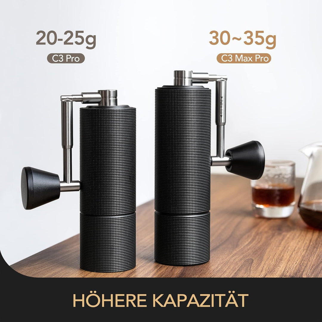 TIMEMORE Chestnut C3 MAX PRO Kaffeemühle Manuelle, Edelstahl Kaffeemühle mit kegelförmigem Mahlwerk,