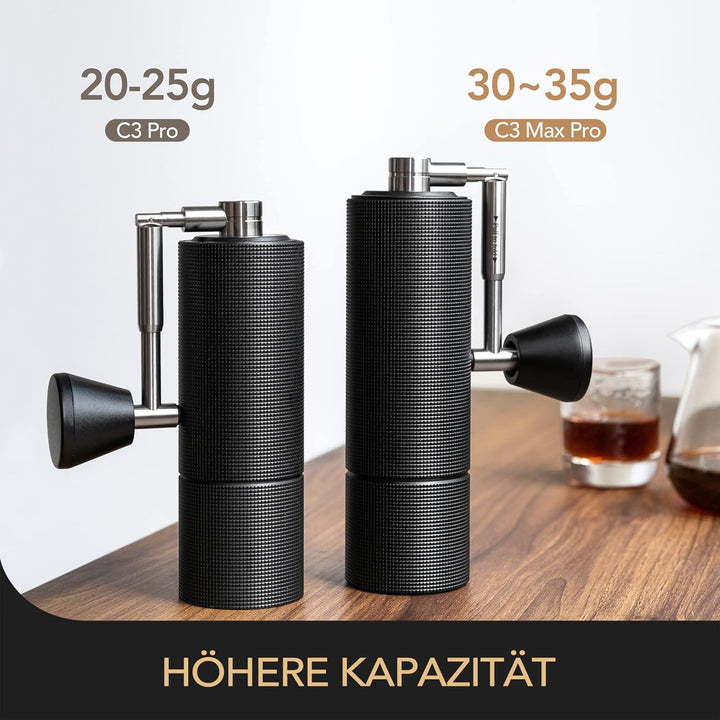 TIMEMORE Chestnut C3 MAX PRO Kaffeemühle Manuelle, Edelstahl Kaffeemühle mit kegelförmigem Mahlwerk,