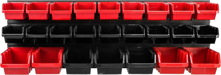 SimpleThing Lagersystem Werkstattregal | 115 x 39 cm | 25 stck. Box | Wandregal mit Stapelboxen - Wa