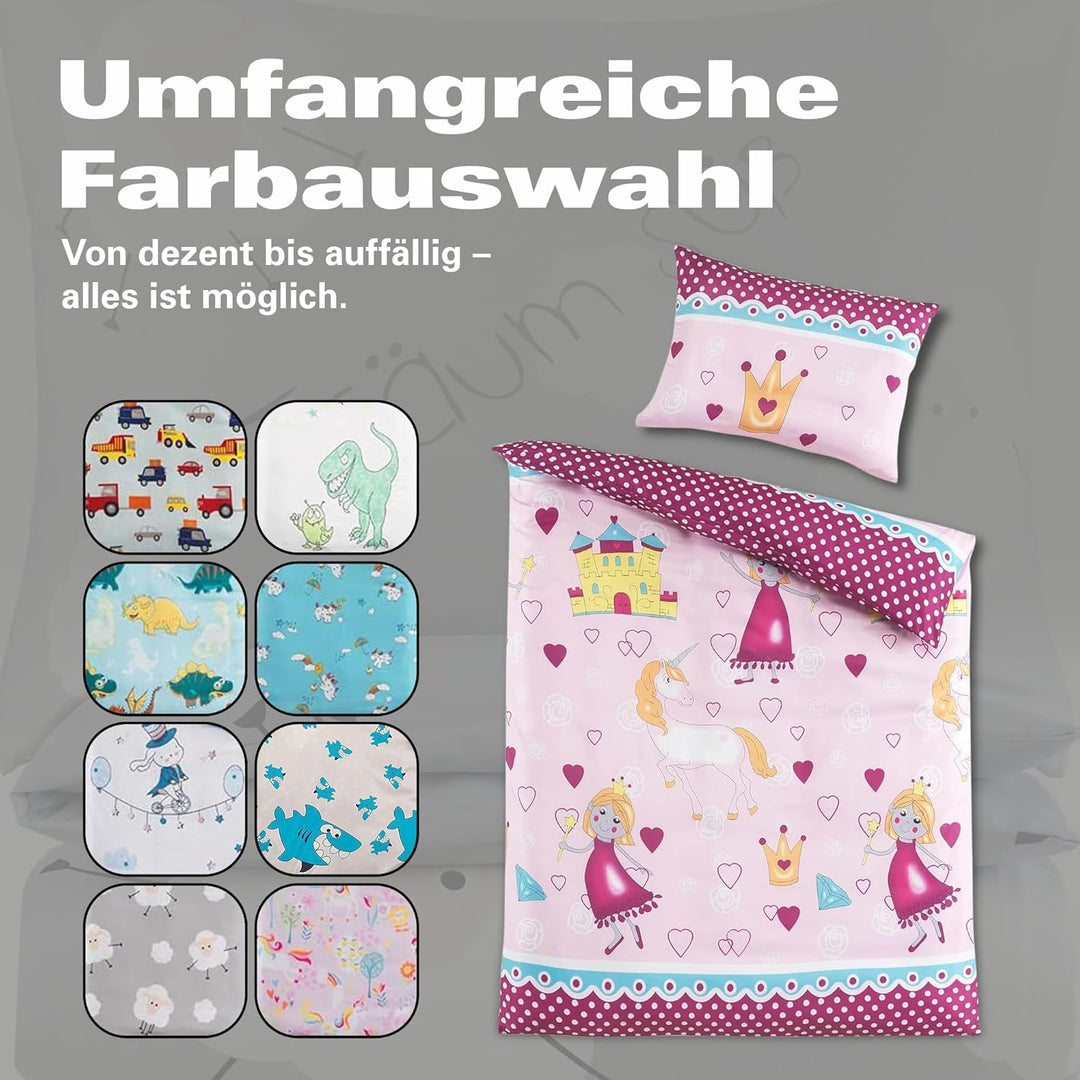 BaSaTex Kinder Baby Bettwäsche Set für Mädchen und Jungen | 100x135 cm + 40x60 cm | 100% Polyester M