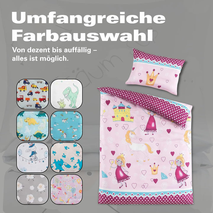 BaSaTex Kinder Baby Bettwäsche Set für Mädchen und Jungen | 100x135 cm + 40x60 cm | 100% Polyester M