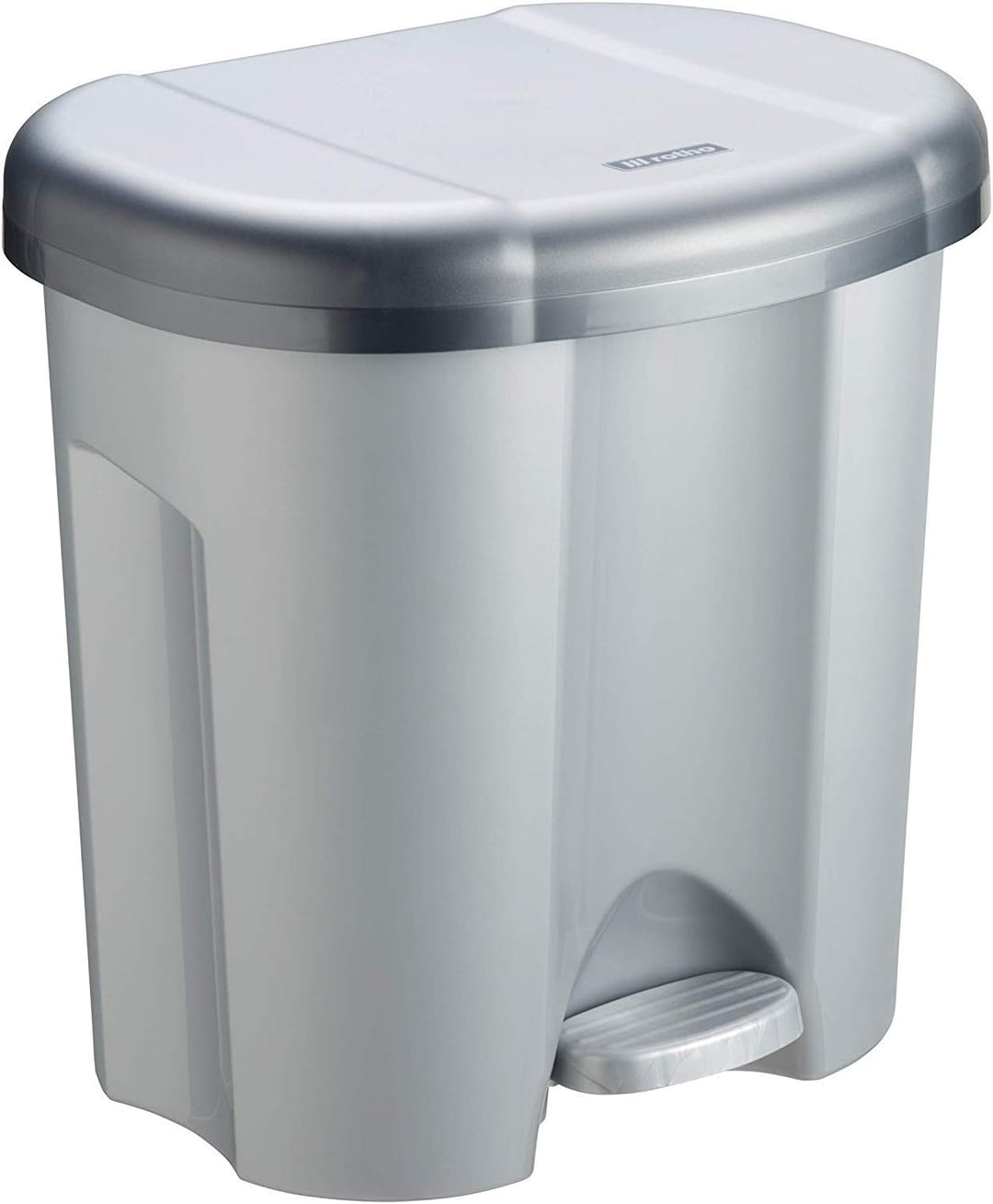 Rotho Duo Mülleimer 2x 10l zur Mülltrennung mit Deckel, Kunststoff (PP recycelt) BPA-frei, silber, 2