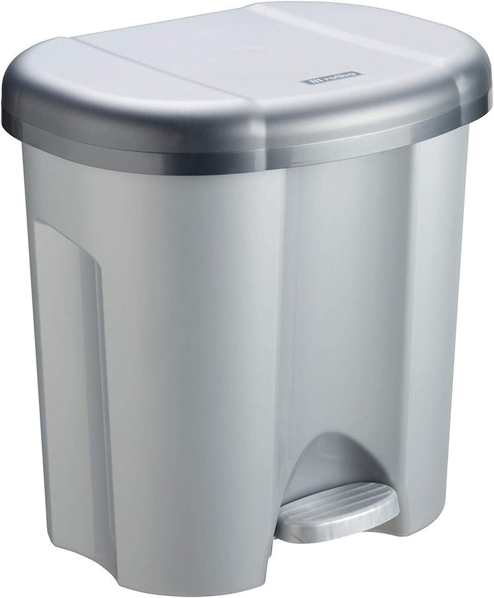 Rotho Duo Mülleimer 2x 10l zur Mülltrennung mit Deckel, Kunststoff (PP recycelt) BPA-frei, silber, 2