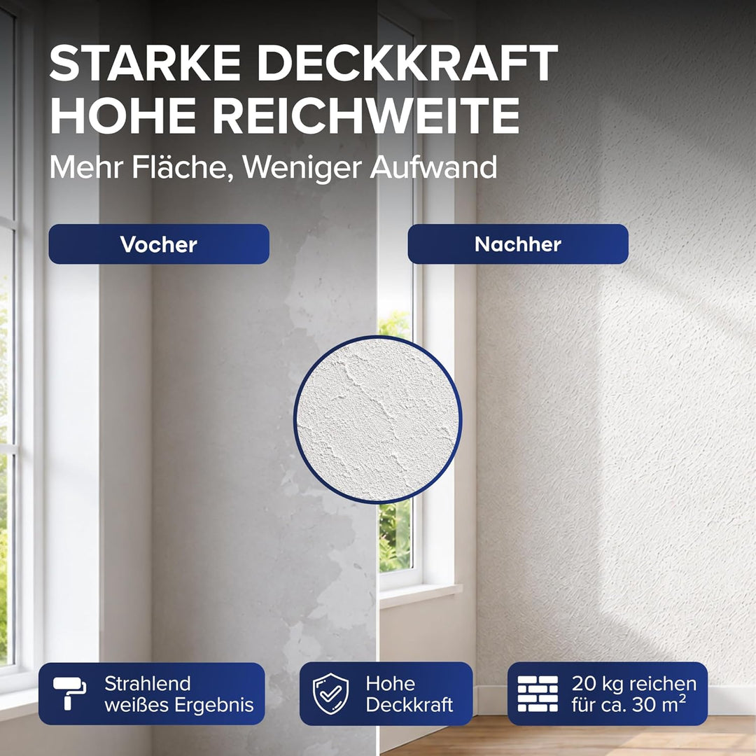 Plid® Rollputz innen & aussen fein Weiss matt [20kg Set] - atmungsaktiv hohe Deckkraft verarbeitungs