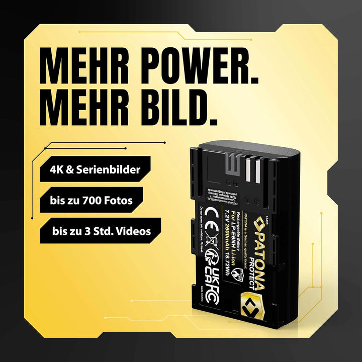 PATONA 2X Protect LP-E6NH Akku 2600mAh mit NTC-Sensor und V1 Gehäuse kompatibel mit Canon LPE6NH LP-