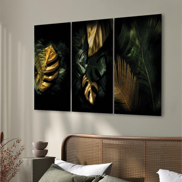 murando - Bilder tropische Blätter 135x90 cm Vlies Leinwandbild 3 Teilig Kunstdruck modern Wandbilde