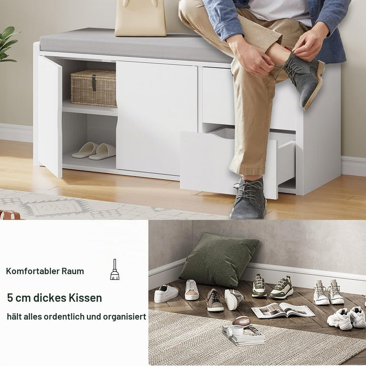 LVB Sitzbank mit Stauraum, Schuhbank mit Sitzfläche, Gepolstert, Multifunktionale schuhregal mit Sch