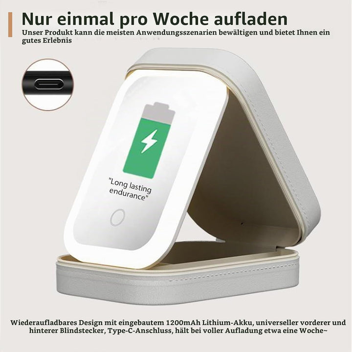Vegena Make-Up-Aufbewahrungsbox Mit Lichtfüllendem Spiegel, Kosmetiktasche Mit Beleuchtetem Spiegel