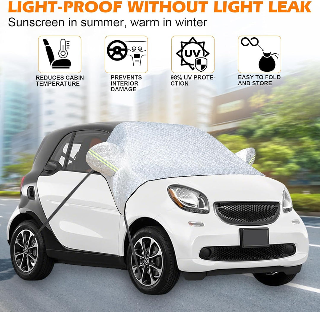 Frontscheibenabdeckung für Smart Fortwo 2006-2025, Windschutzscheibe Abdeckung Verdickte mit Riemen