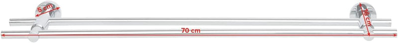 tesa LOXX Doppel-Handtuchstange, verchromt - Badetuchhalter mit 2 Stangen - zur Wandbefestigung ohne