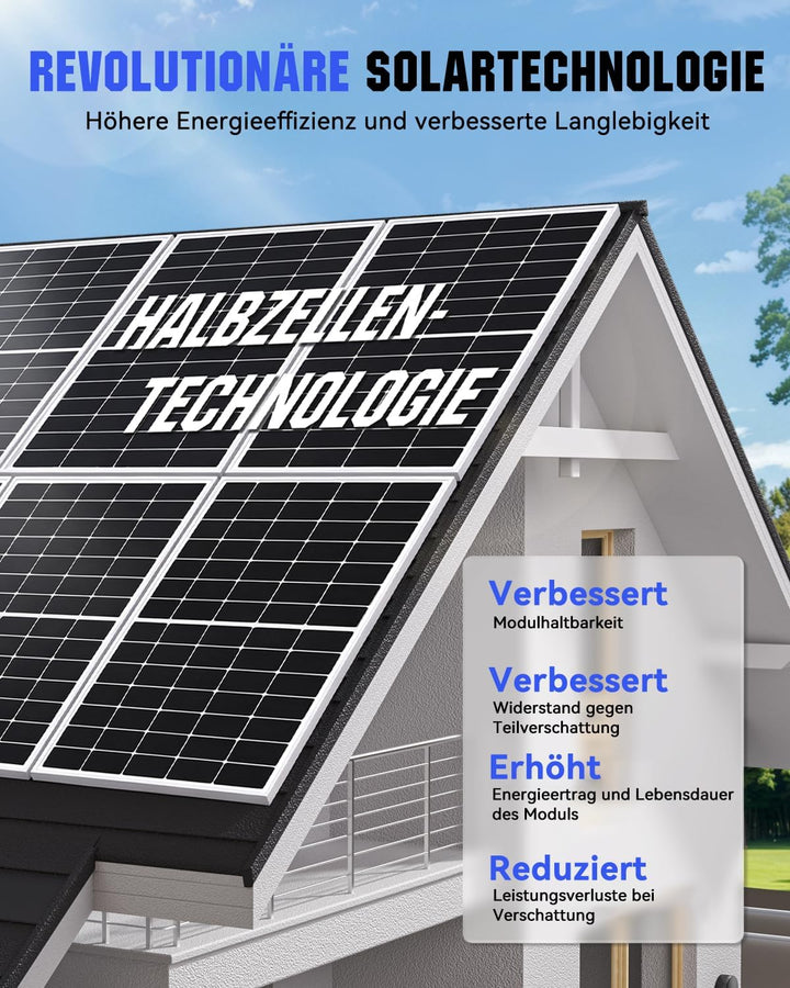 220W Solarpanel 12V N-Typ BC, 25,5% Effizienz, IP68 MC4, 220W