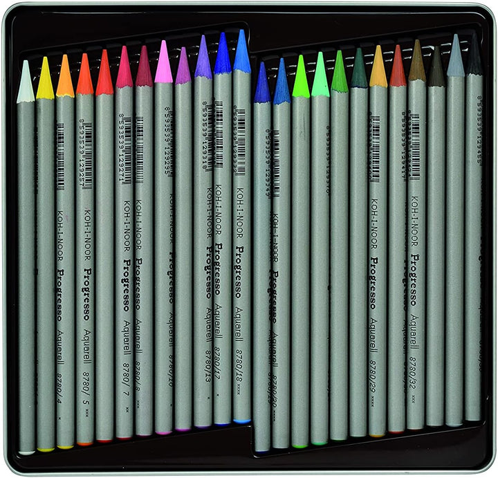 Koh-I-Noor Progresso Aquarell Buntstifte-Set, holzlos, 24 Stück