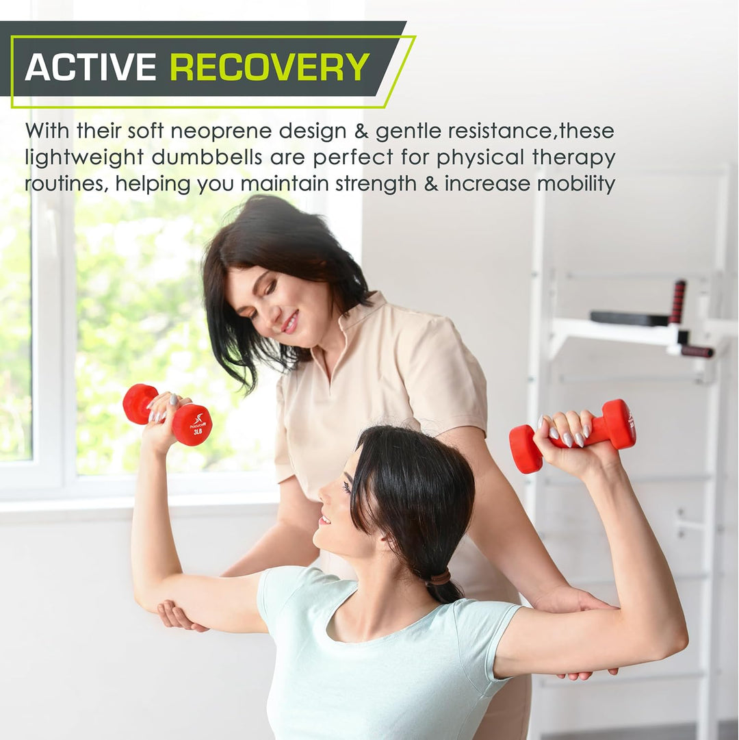 ProsourceFit 2er Set Neopren Kurzhanteln beschichtet für rutschfesten Griff Rot, Rot