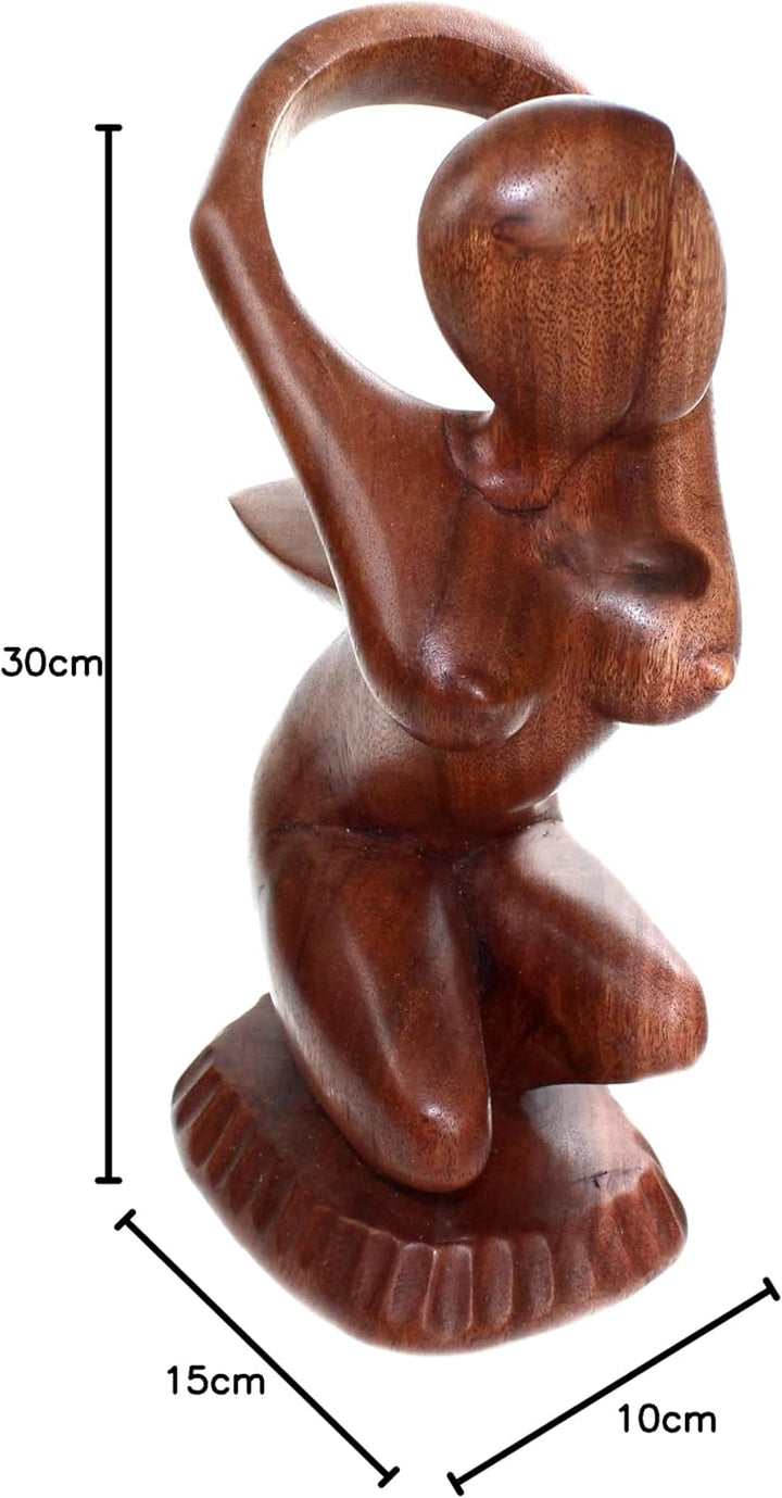 budawi® Weinflaschenhalter Frau Nackt | Holzskulptur aus Bali | Flaschenhalter Holzfigur | Handarbei
