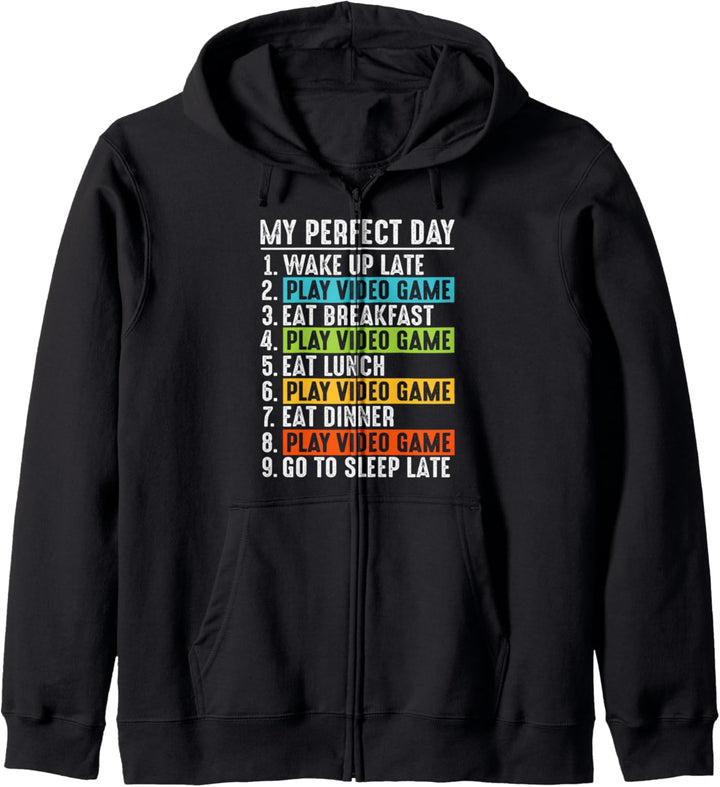MEIN PERFEKTER TAG Videospiele Shirt Cooles Gamer Gaming Kapuzenjacke
