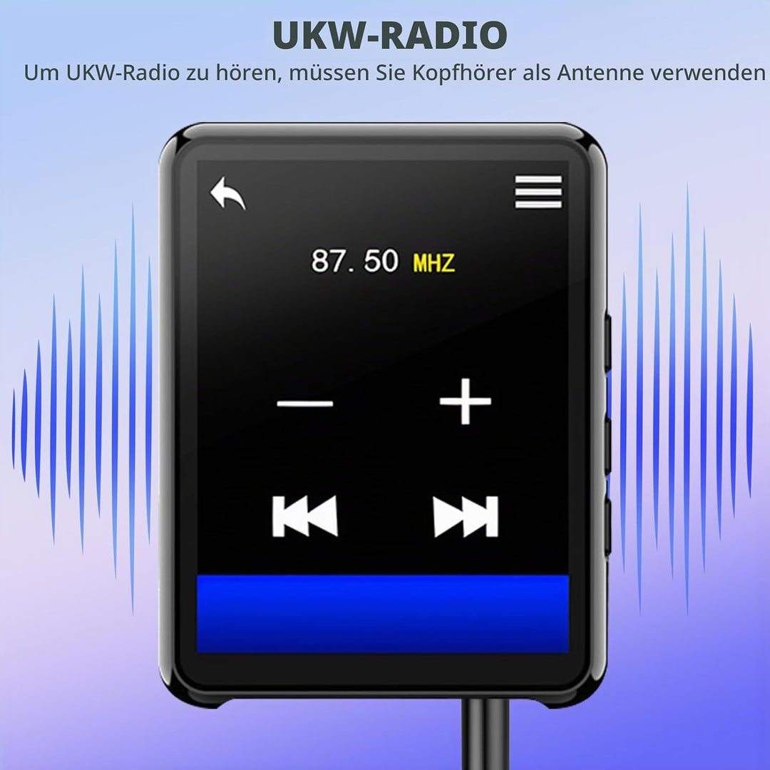 128GB MP3 Player mit Bluetooth, tragbarer digitaler Musikplayer mit Lautsprecher, 2.4" Full Touch Sc
