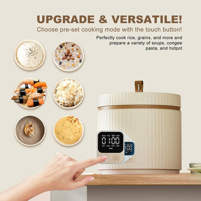 TOKIT Reiskocher Klein Pro 1,5L Mini aber Multifunktionen mit Display-Touch-Taste für 1-3 Personen K