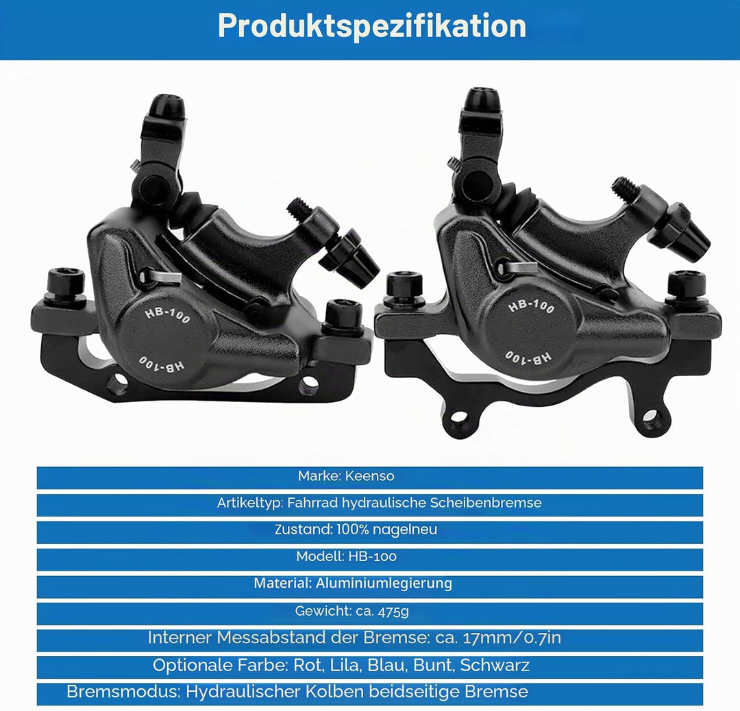 Fahrrad Hydraulische Scheibenbremse Set, HB-100 Mountainbike Aluminiumlegierung vorne und hinten Hyd