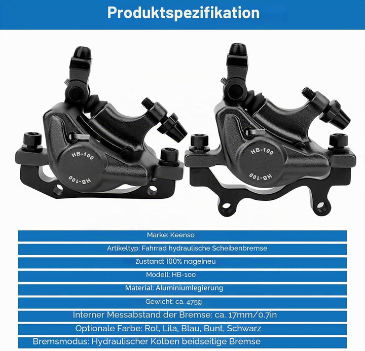 Fahrrad Hydraulische Scheibenbremse Set, HB-100 Mountainbike Aluminiumlegierung vorne und hinten Hyd