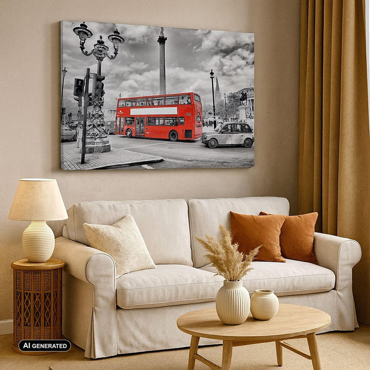 Bilder auf Leinwand 100x70cm Leinwandbild Trafalgar Platz Taxi London Gross Wanddeko Bild Schlafzimm