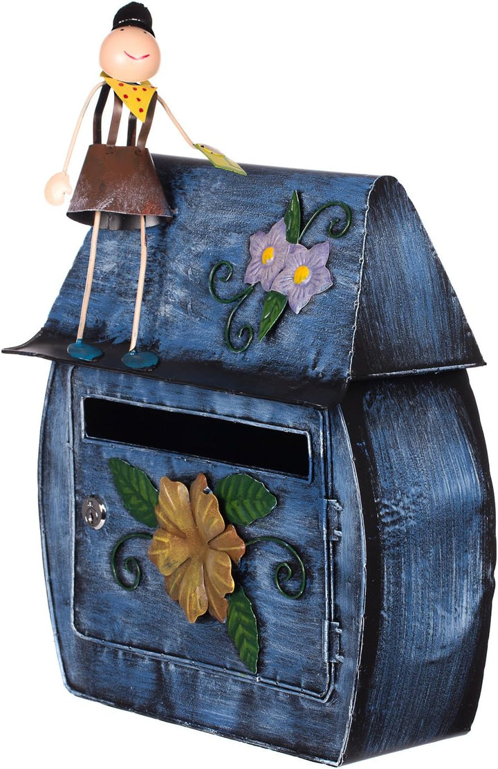 Antiker grosser und sehr edler Briefkasten , Häuschendesign, NA10B336-1 Handbemalt. sehr schön gearb