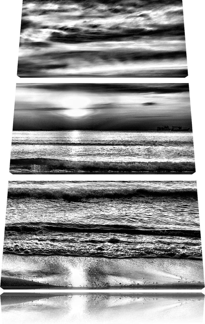 Pixxprint Malibu Beach Sonnenaufgang als Leinwandbild/Grösse: 3 Teilig (120x80 cm) cm/Wandbild/Kunst
