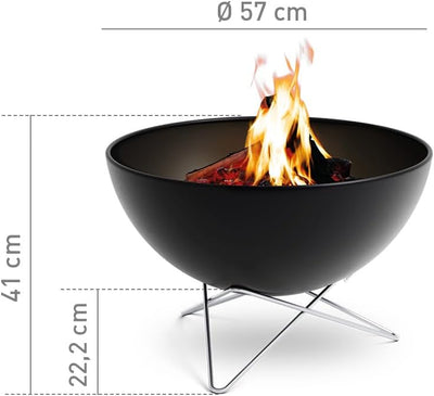 höfats - Bowl 57 Feuerschale mit Edelstahl Sternfuss - raucharme Verbrennung - Feuerstelle mit Planc