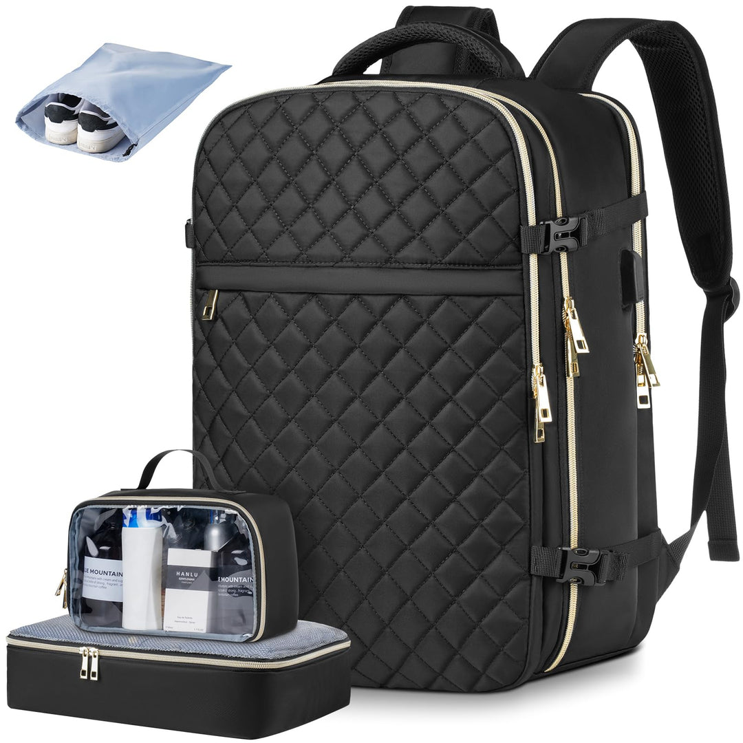 Reiserucksack mit 3 Packwürfeln,Rucksack Handgepäck Flugzeug, Ryanair Handgepäck 45x30x20, mit 17.3