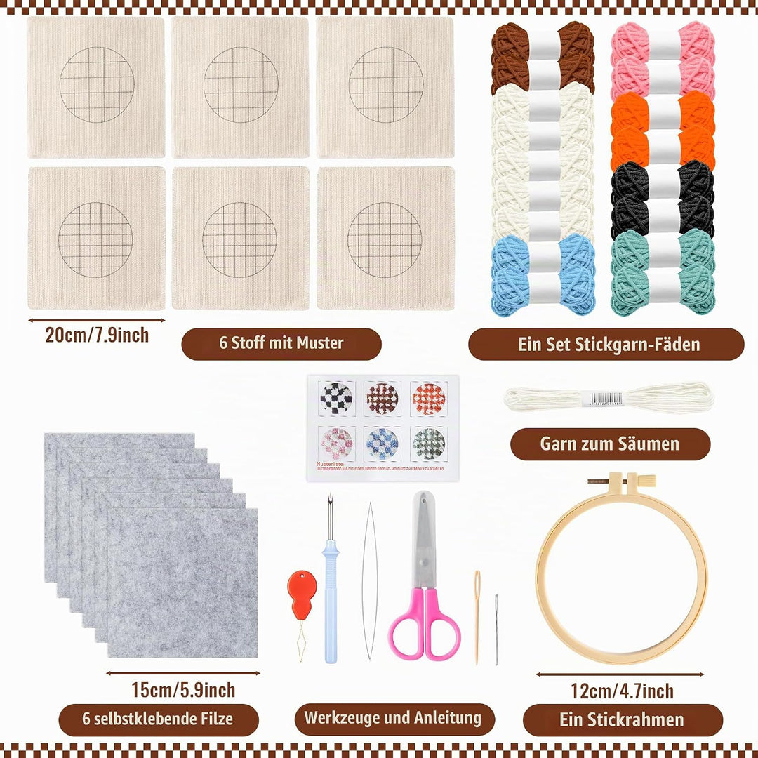 WATINC Punch Needle Untersetzer Kit DIY Handwerk Stickerei Kit für Anfänger Coaster Kunst und Handwe