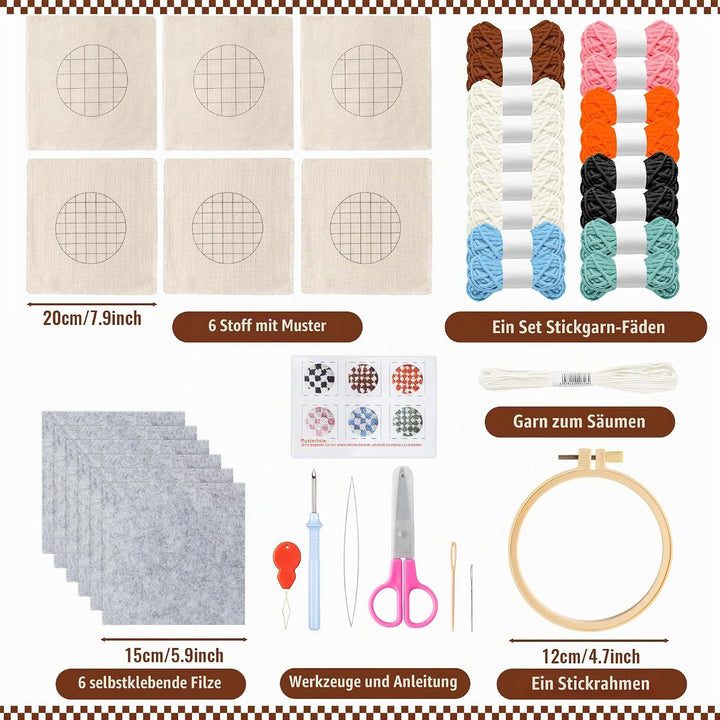 WATINC Punch Needle Untersetzer Kit DIY Handwerk Stickerei Kit für Anfänger Coaster Kunst und Handwe