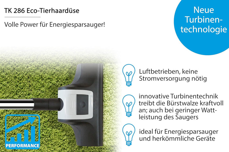 Wessel Werk TK 286 Staubsauger Eco-Tierhaardüse | Turbobürste | Ideal für Haustierbesitzer | entfern