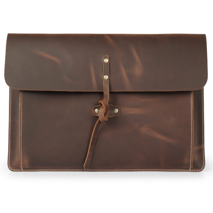 Londo Real Grain Leather MacBook Pro Case with Front Pocket &amp; Flap Closure (Zimt, 15-16 Zoll), OTTO5