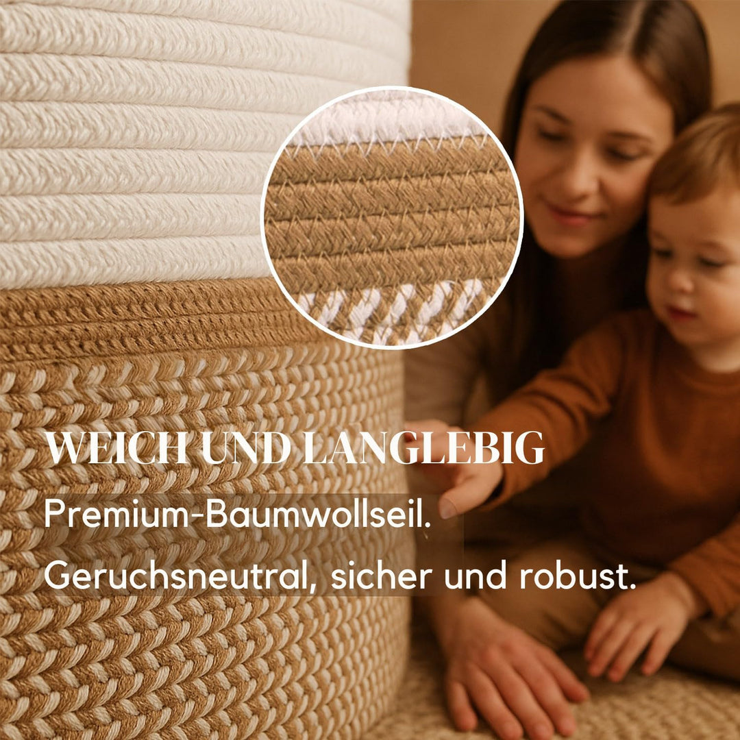 BELMIN Wäschekorb XL Ø50cm – Faltbarer Aufbewahrungskorb mit Griffen, Dekorativer Wäschesammler für