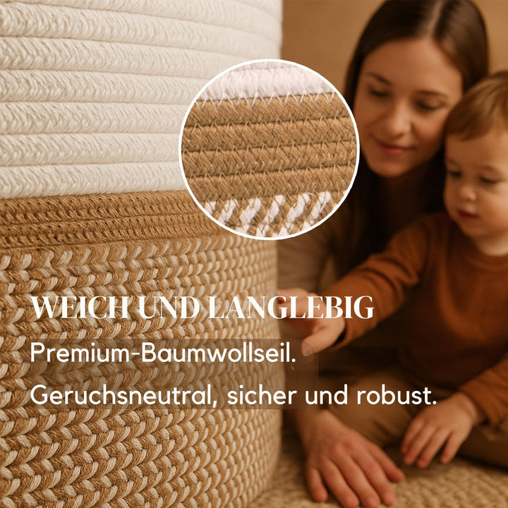 BELMIN Wäschekorb XL Ø50cm – Faltbarer Aufbewahrungskorb mit Griffen, Dekorativer Wäschesammler für