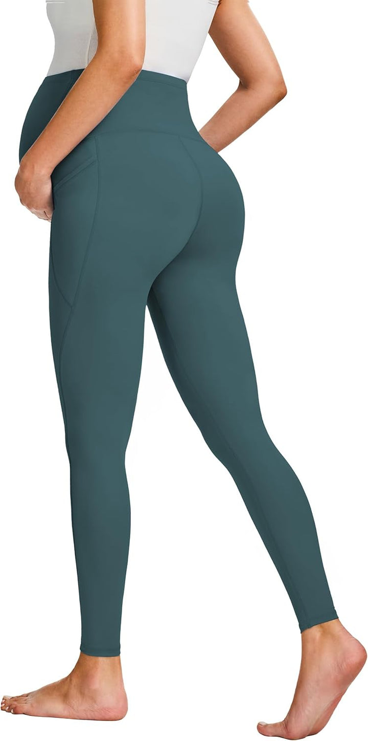 JOYSPELS Umstandsleggings über dem Bauch mit Taschen, Nicht durchsichtig, Workout-Schwangerschafts-L