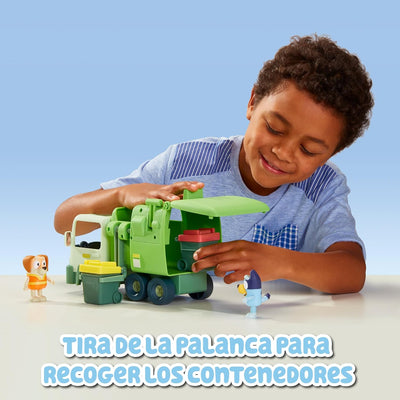 Bluey - Müllwagen, Spielzeug-LKW Zeichnung Serie, Welpen Figur und Zubehör, Lernspiel über Recycling