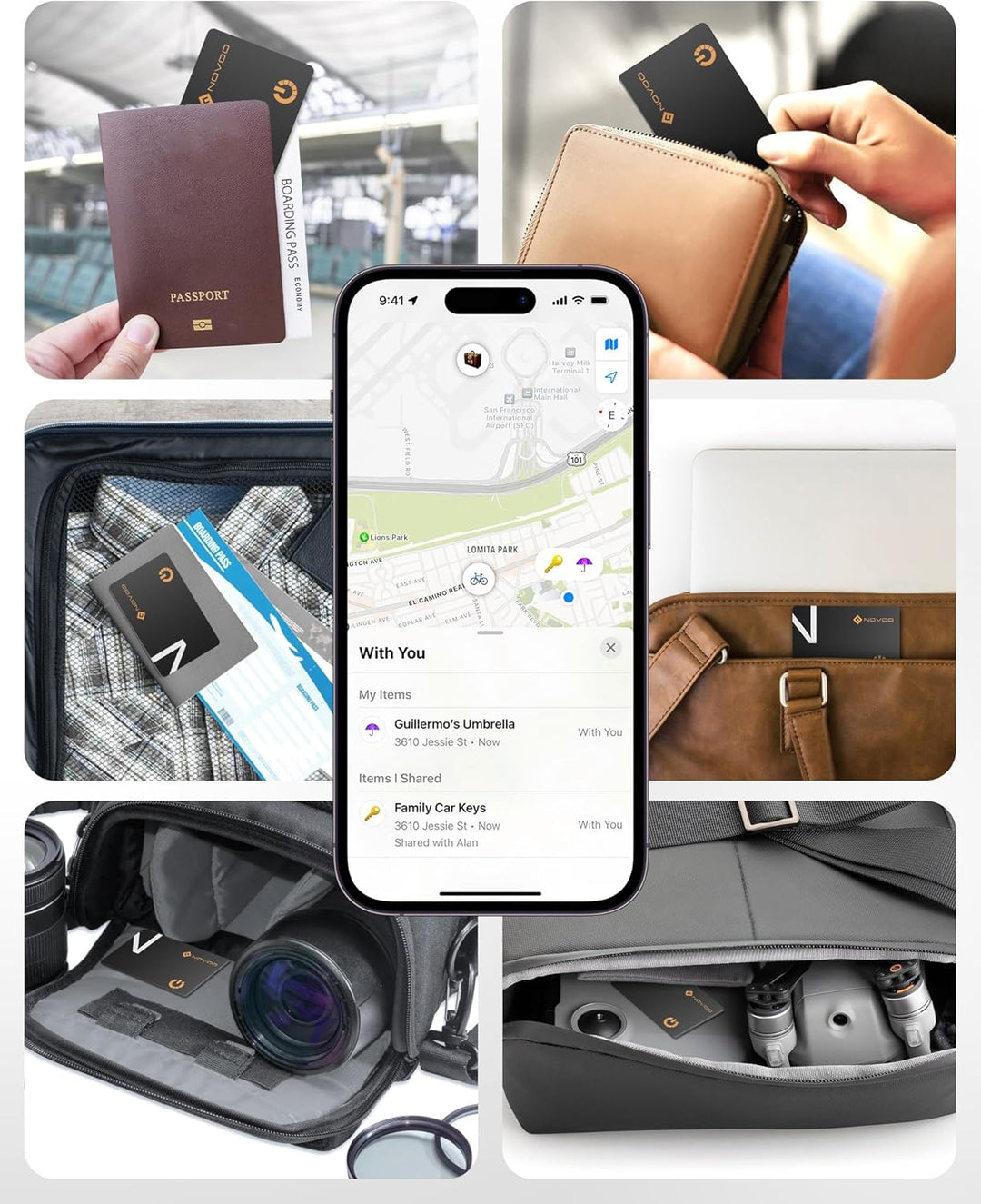 NOVOO Air Tag Karte Wallet Tracker Card Thin 1,6mm Smart Bluetooth Tag 6 Jahre Batterielebensdauer K