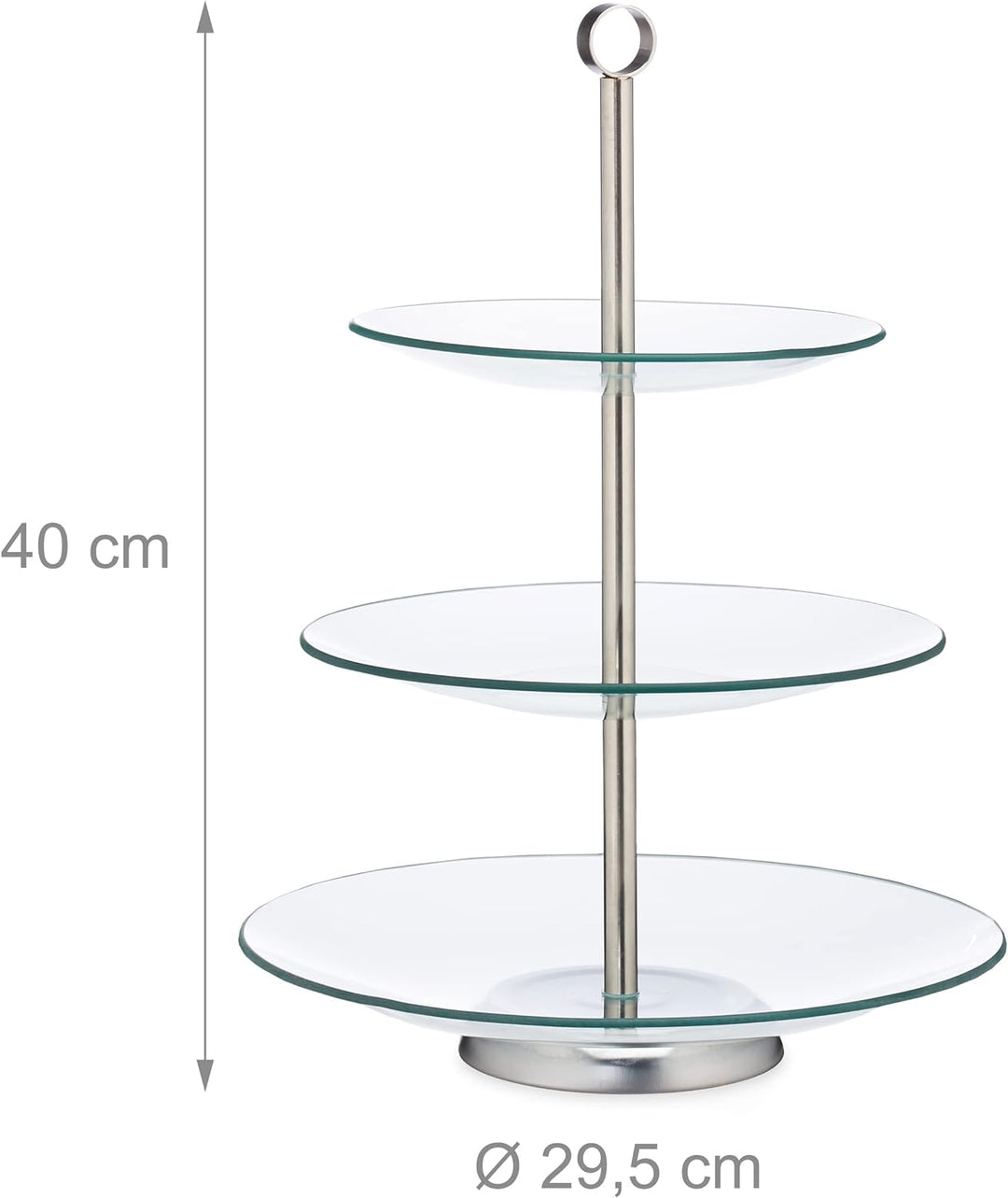 Relaxdays 2 x Etagere, 3 Etagen, rund, Cupcake, Keks, Obst, Muffin, Servierständer Hochzeit, Glas, E