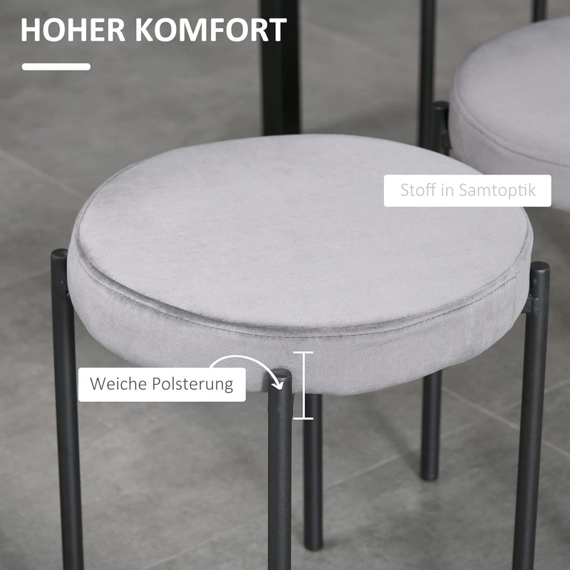 HOMCOM 4er-Set Esszimmerhocker Esszimmerstühle Küchenstuhl Thekenhocker mit gepolstertem Sitz Rundho