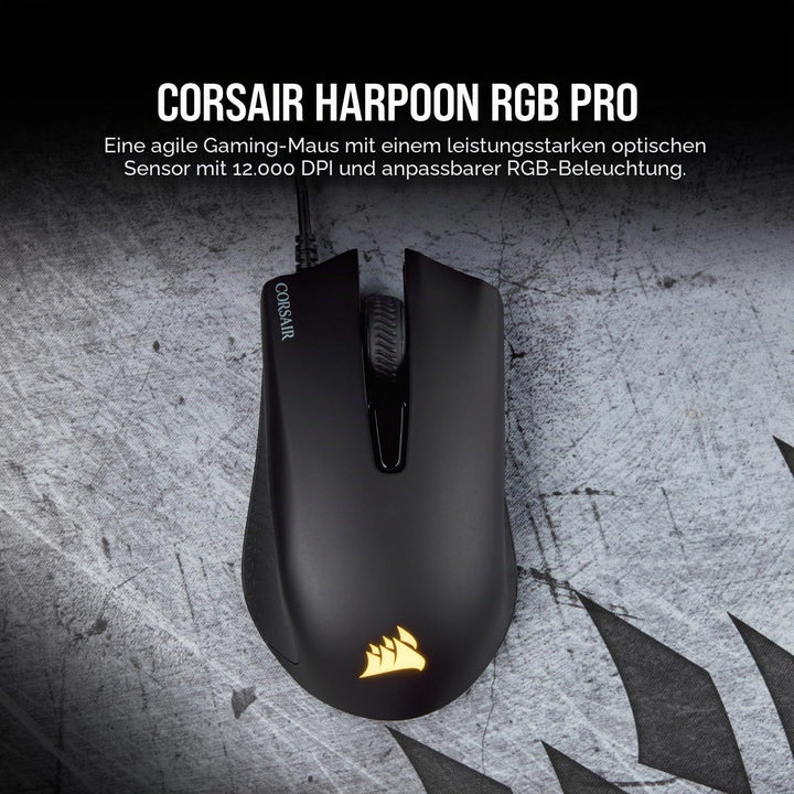 Corsair Harpoon PRO RGB Wired Lightweight FPS/MOBA Gaming Mouse - 12.000 DPI - 6 Programmierbare Tas
