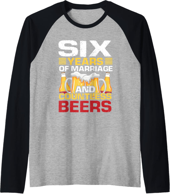 6th Wedding Anniversary Gifts for Him Her Husband Couples Raglan