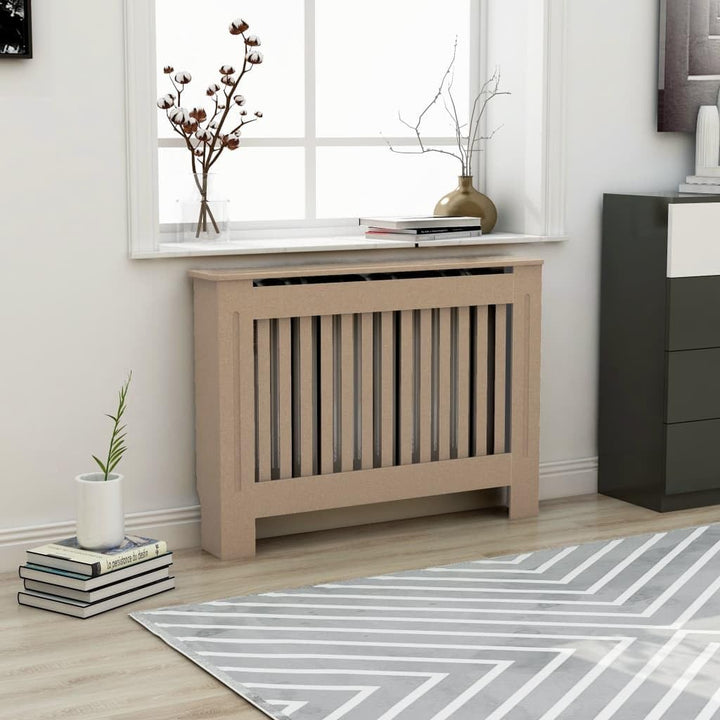 Wohnzimmer Heizkörper Verkleidung Abdeckung 112x19x81.5 cm MDF Dekorative Lamellen-Design Heizkörper
