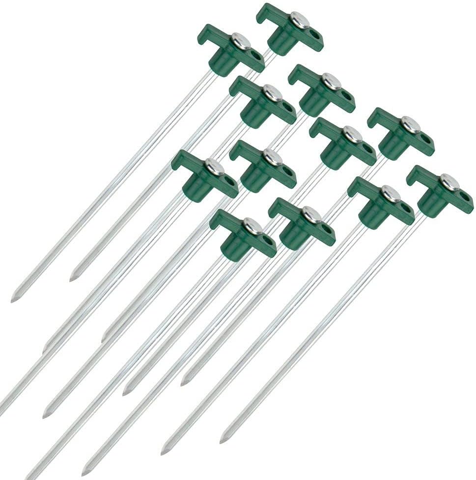 ToCi 12x Zelt-Heringe aus Stahl - Robuste Erdnägel mit Halterung aus Kunststoff - Felsbodenheringe f